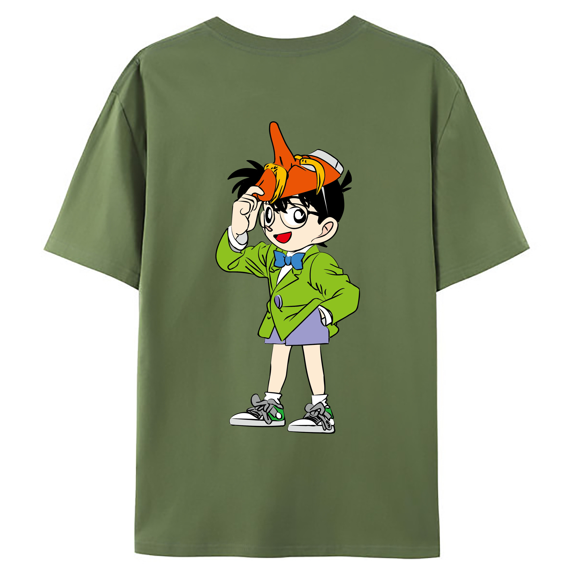 （画像用） 名探偵コナン 江戸川 コナン Detective Conan Conan Edogawa 綿100％ メンズ半袖Tシャツ（バックプリント） 通気性